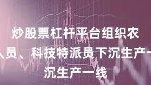 炒股票杠杆平台组织农技人员、科技特派员下沉生产一线
