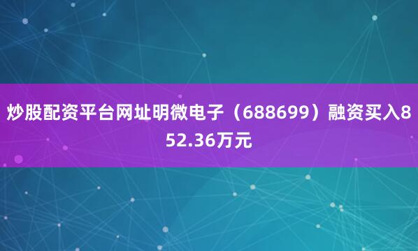 炒股配资平台网址明微电子（688699）融资买入852.36万元